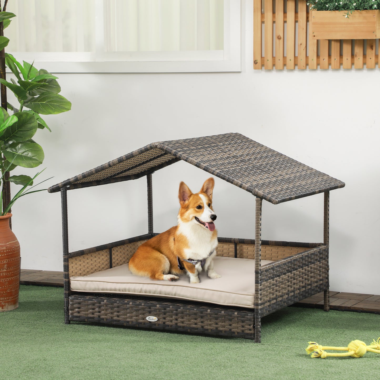 Dog House Outdoor with Canopy