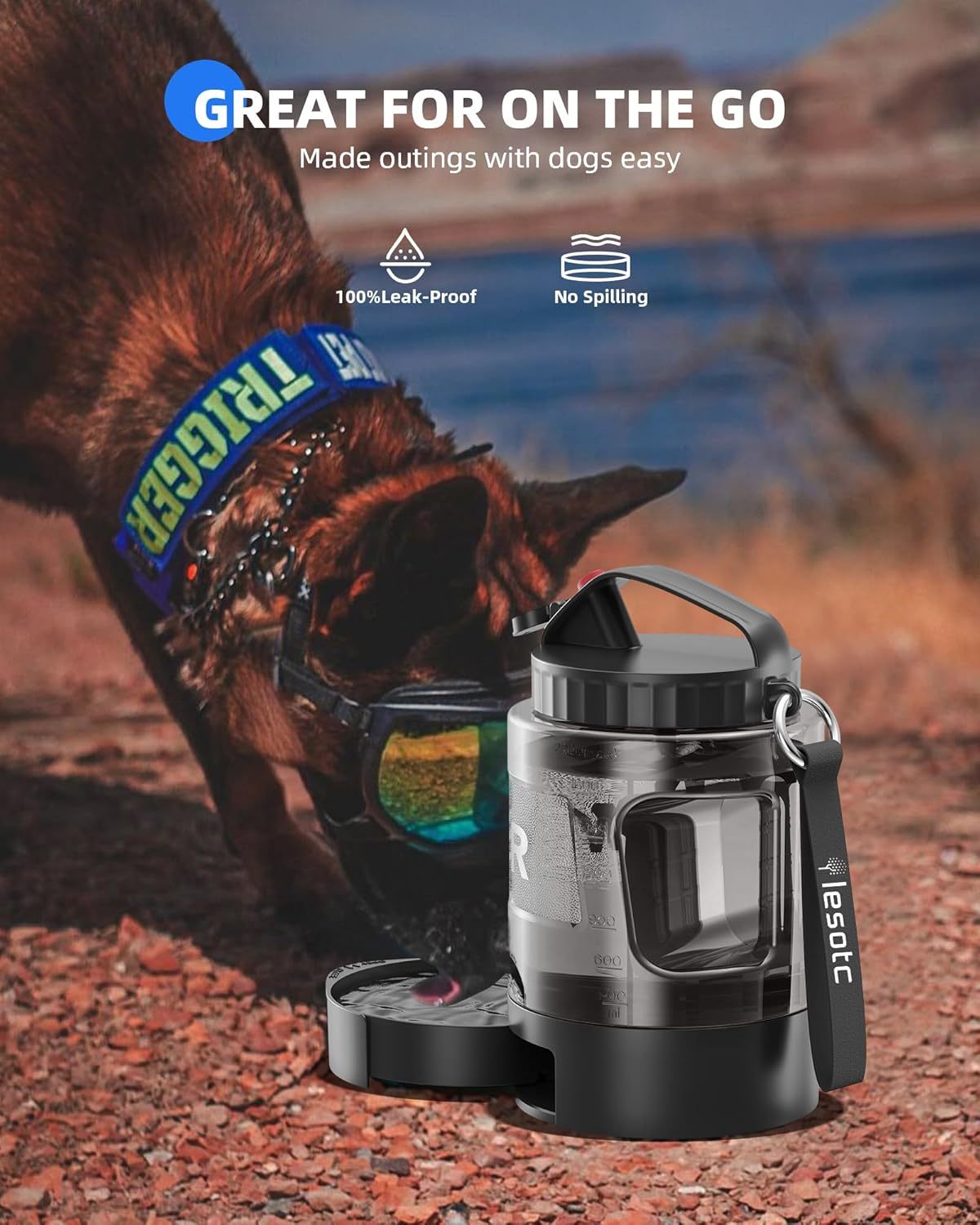 Lassot Portable Pull-out Water Bowl For Dogs, Large Capacity, Perfect For Camping, Hiking, Beach Trips, Road Trips, And Park Walks.