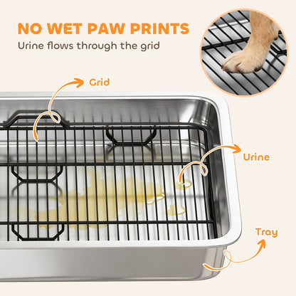 Dog Potty Tray Stainless Steel for Small and Medium Dogs, Dog Training Tray for Porch, Bathroom, Balcony, 28" x 20" x 4"