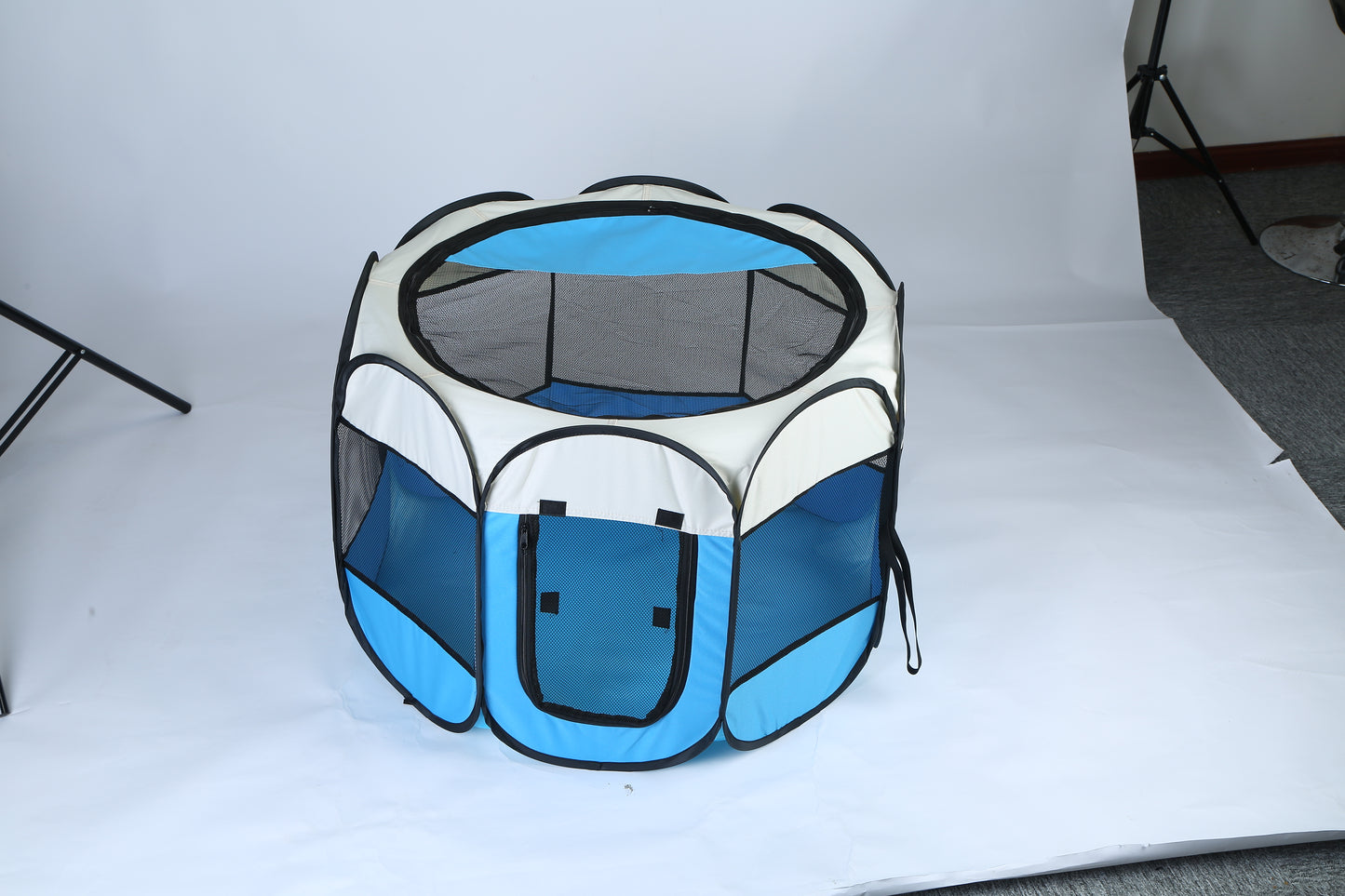 Pink-Blue Options -- 1Pc Portable Foldable Pet Tent Exercise Pen Kennel Removable Zipper Top And Bottom Water Resistant Indoor Outdoor Use For Dogs Cats Other Pets