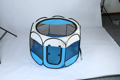Pink-Blue Options -- 1Pc Portable Foldable Pet Tent Exercise Pen Kennel Removable Zipper Top And Bottom Water Resistant Indoor Outdoor Use For Dogs Cats Other Pets