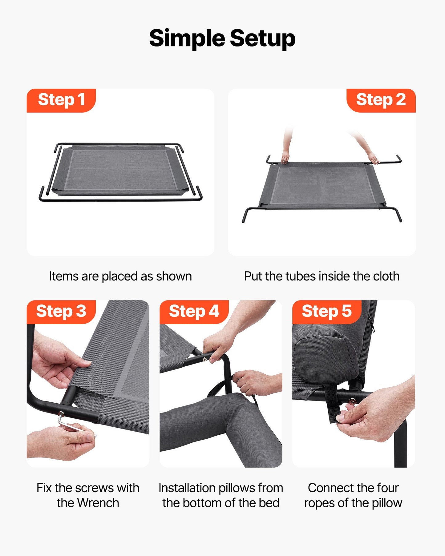 Elevated Dog Bed For Large Dog Portable Raised Dog Cot With Pillow XL Gray