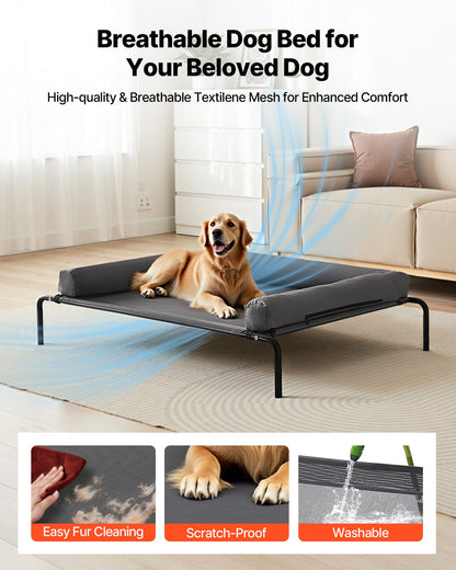 Elevated Dog Bed For Large Dog Portable Raised Dog Cot With Pillow XL Gray