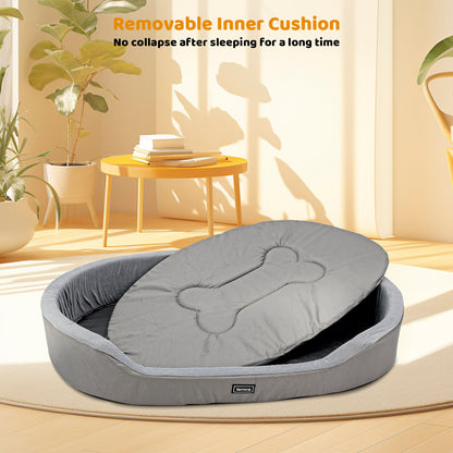 Dog Bed - Warm Plush Pet Bed With Removable Washable Cover, Versatile Dog Mat For Indoor Outdoor Use, Anti-Slip Bottom For Crate, Kennel & Home