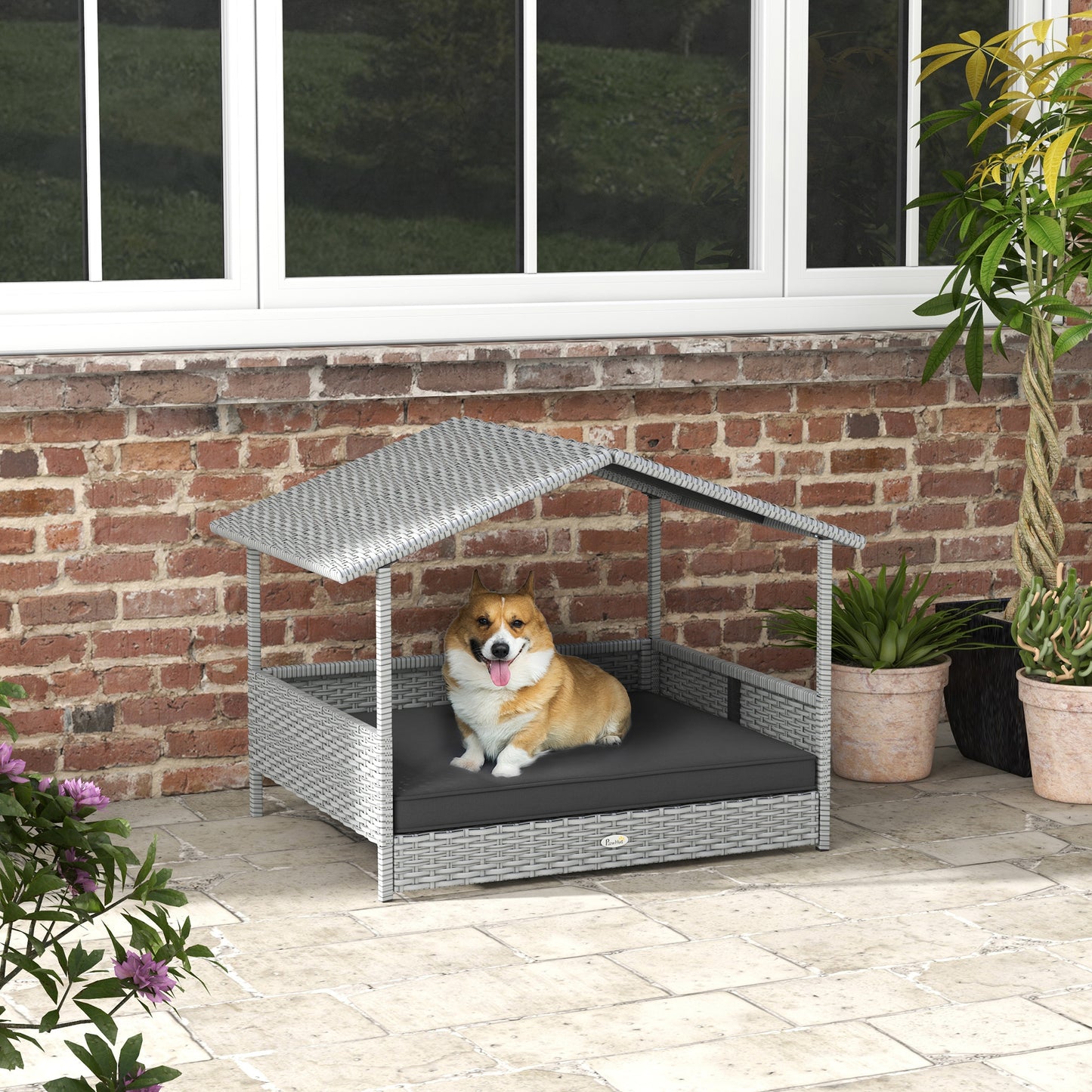 Dog House Outdoor with Canopy