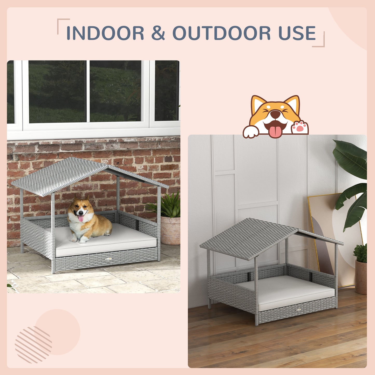 Dog House Outdoor with Canopy